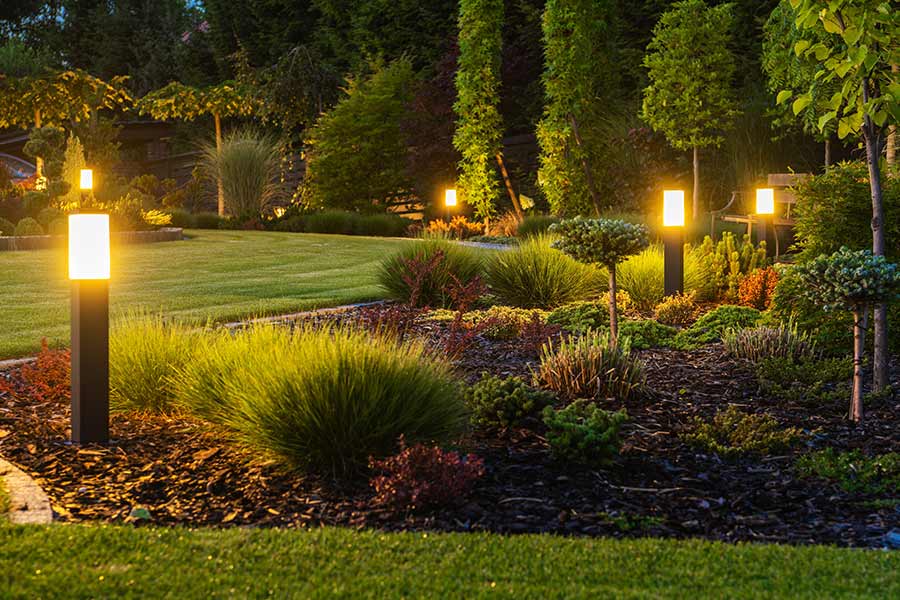Installed outdoor landscape lighting