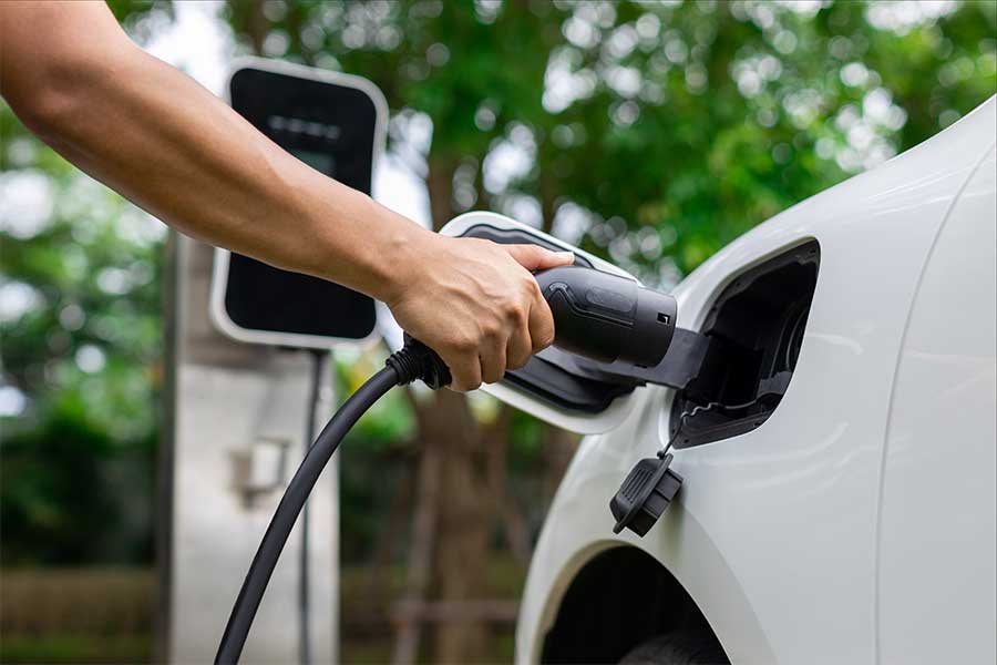 Completed EV charging installation in use